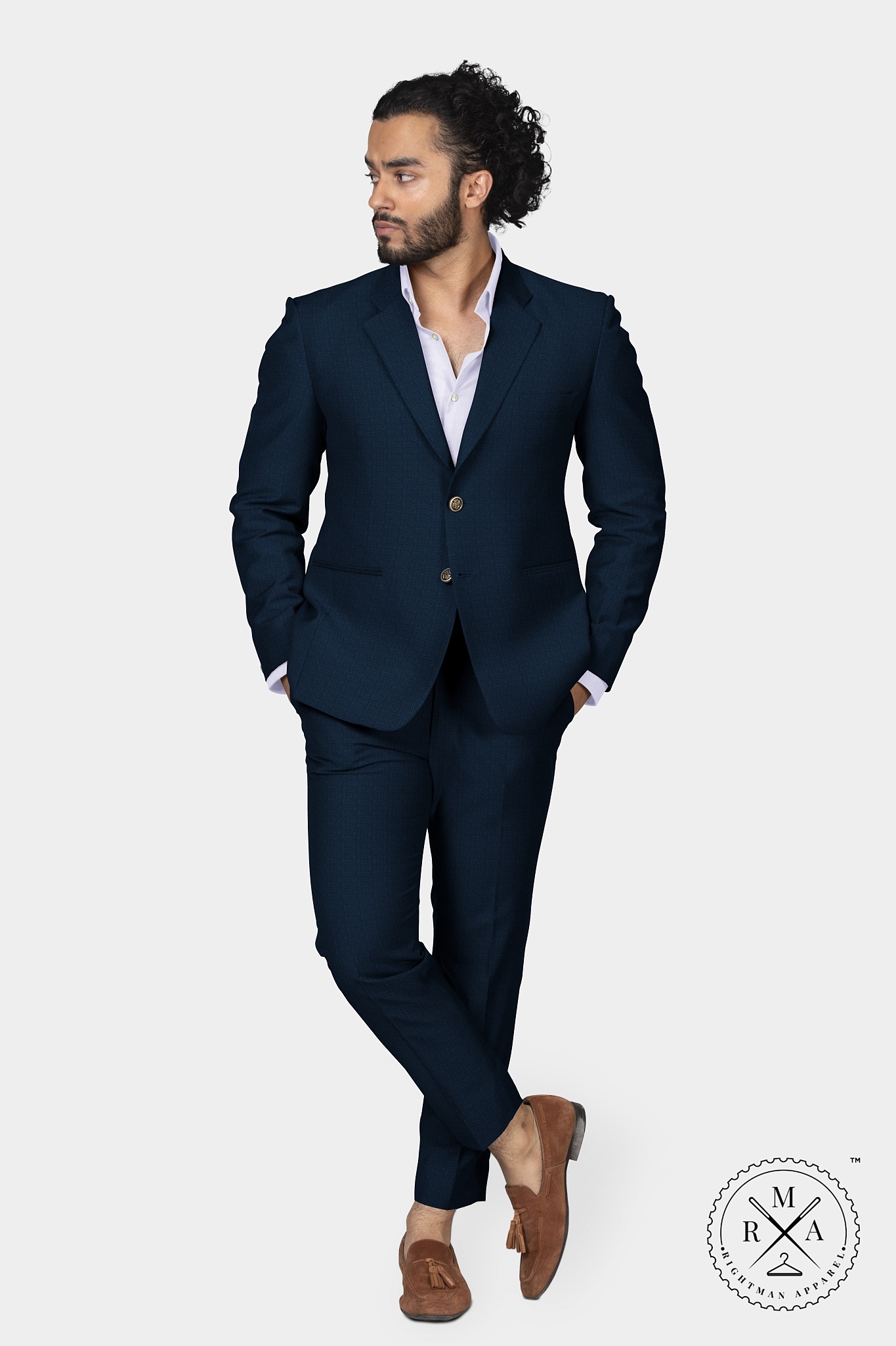 Textured Blue Two Piece Suit SU115